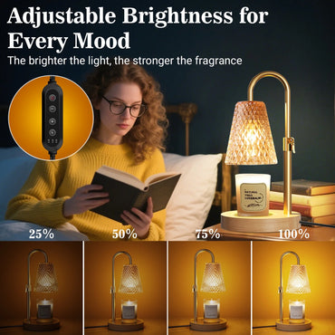 Dimmable Candle Warmer Lamp with Timer - Adjustable Height Wax Melter for Cozy Ambiance (Includes 2 x 50W GU10 Bulbs)