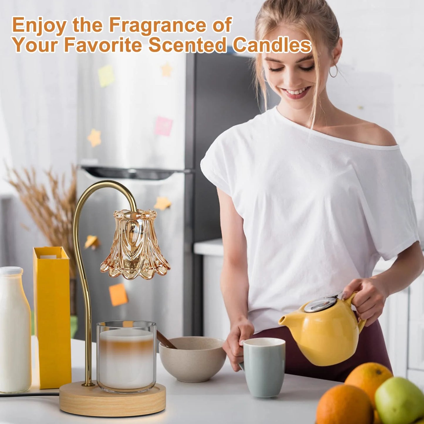 Dimmable Candle Warmer Lamp with Timer - Enhance Your Space with Scented Candles & Wax Melts, Includes 2 Bulbs!