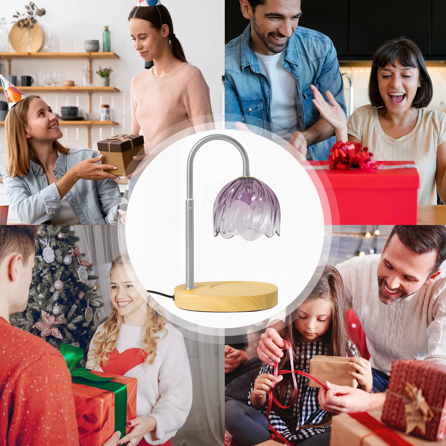 Stylish Adjustable Candle Warmer Lamp with Timer & Dimmable Features - Perfect for Cozy Home Decor - Comes with 2 Bulbs