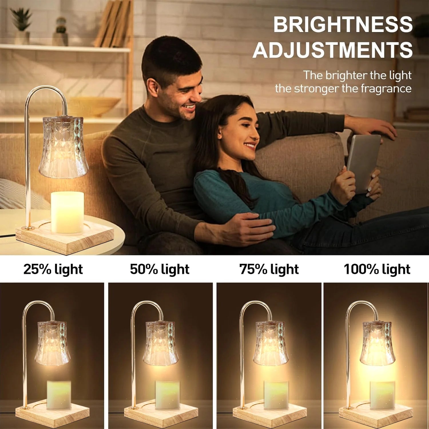 Stylish Gold Candle Warmer Lamp with Timer & Dimmer - Perfect for Jar Candles & Wax Melts, Ideal Gift for Her