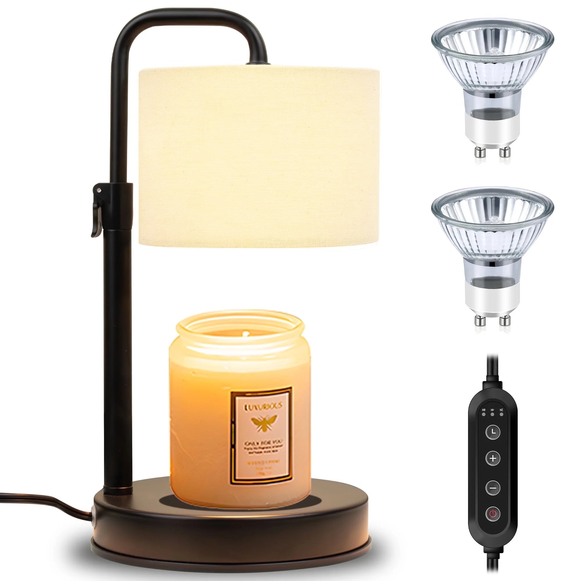 Transform Your Space with a Dimmable Candle Warmer Lamp - Timer & Adjustable Height, Includes 2 Bulbs - Ideal Housewarming Gift for Mom & Friends!