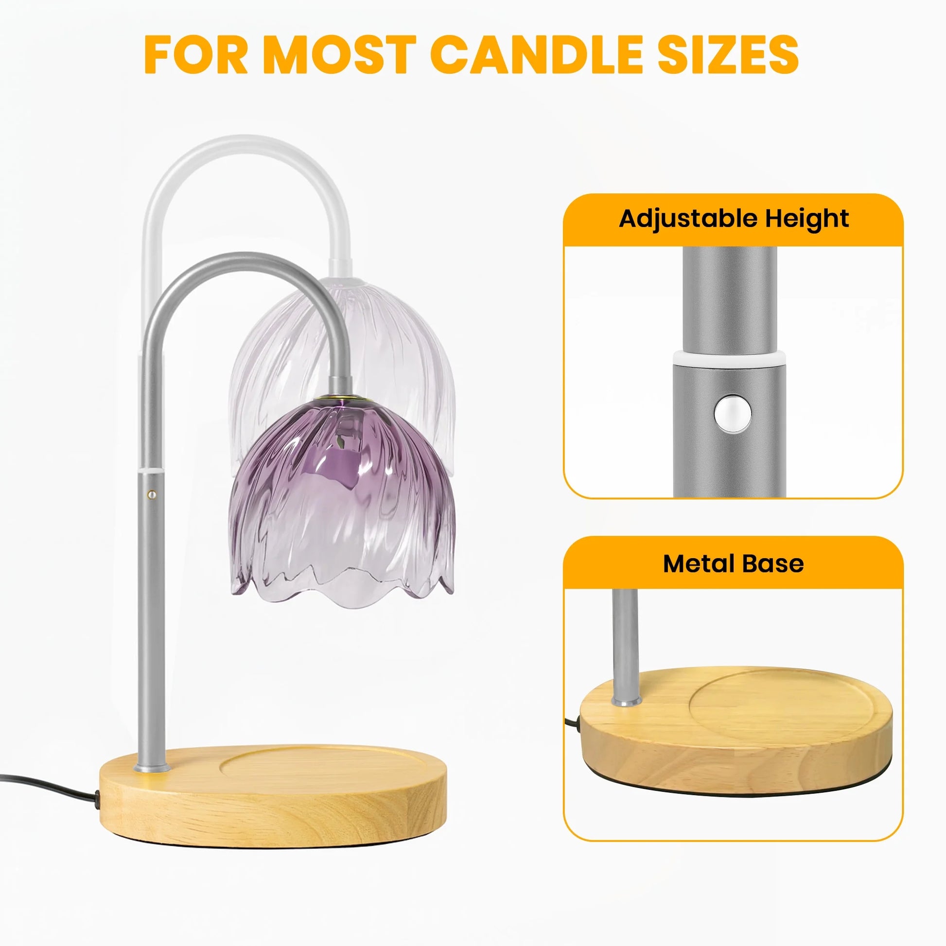 Stylish Adjustable Candle Warmer Lamp with Timer & Dimmable Features - Perfect for Cozy Home Decor - Comes with 2 Bulbs