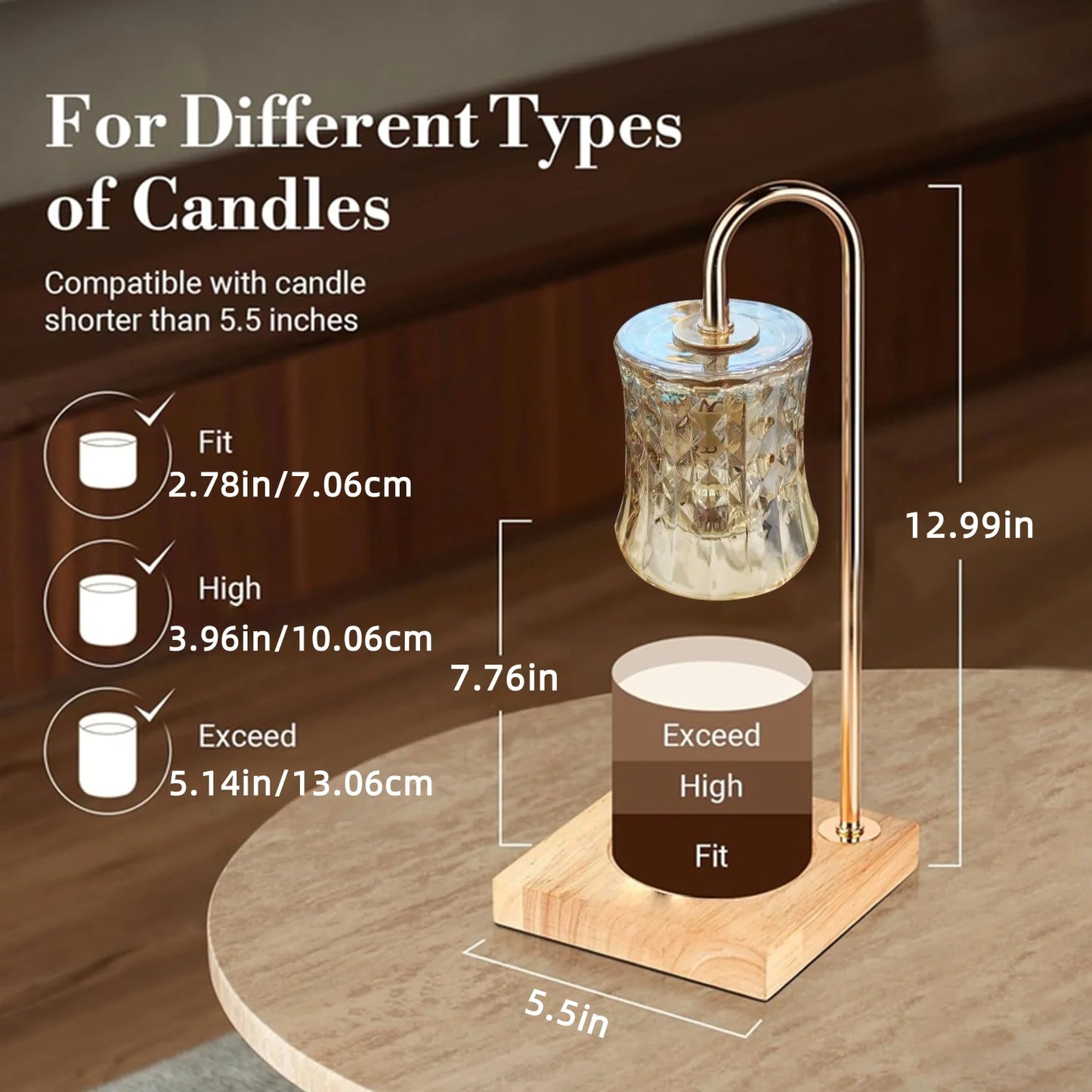 Stylish Gold Candle Warmer Lamp with Timer & Dimmer - Perfect for Jar Candles & Wax Melts, Ideal Gift for Her
