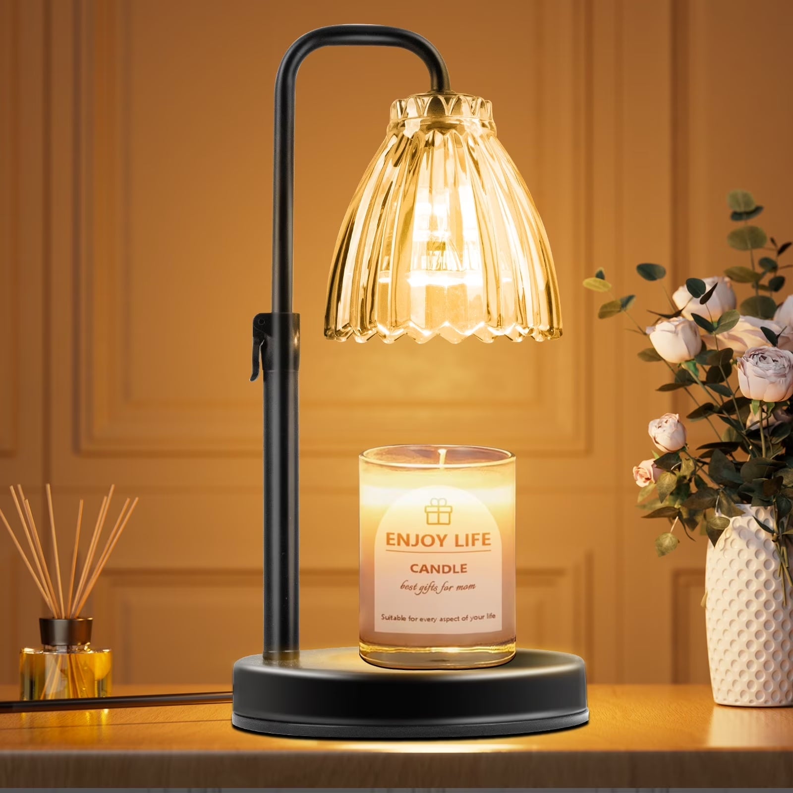 Transform Your Space with an Adjustable Candle Warmer Lamp - Timer Included, Perfect for Wax Melts & Home Decor (2 x 50W Bulbs Included)