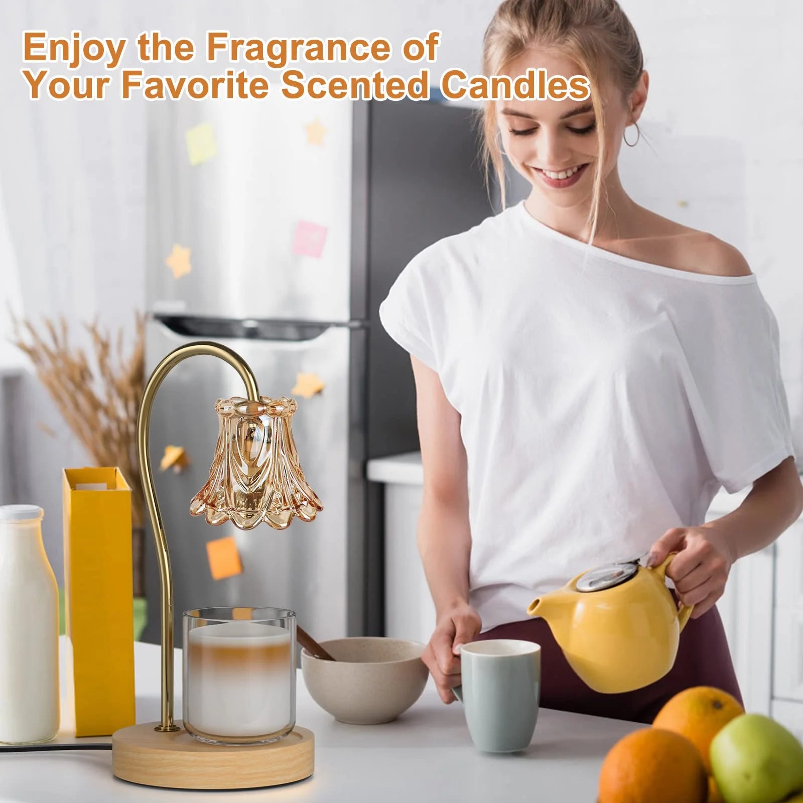 Dimmable Candle Warmer Lamp with Timer - Enhance Your Space with Scented Candles & Wax Melts, Includes 2 Bulbs!