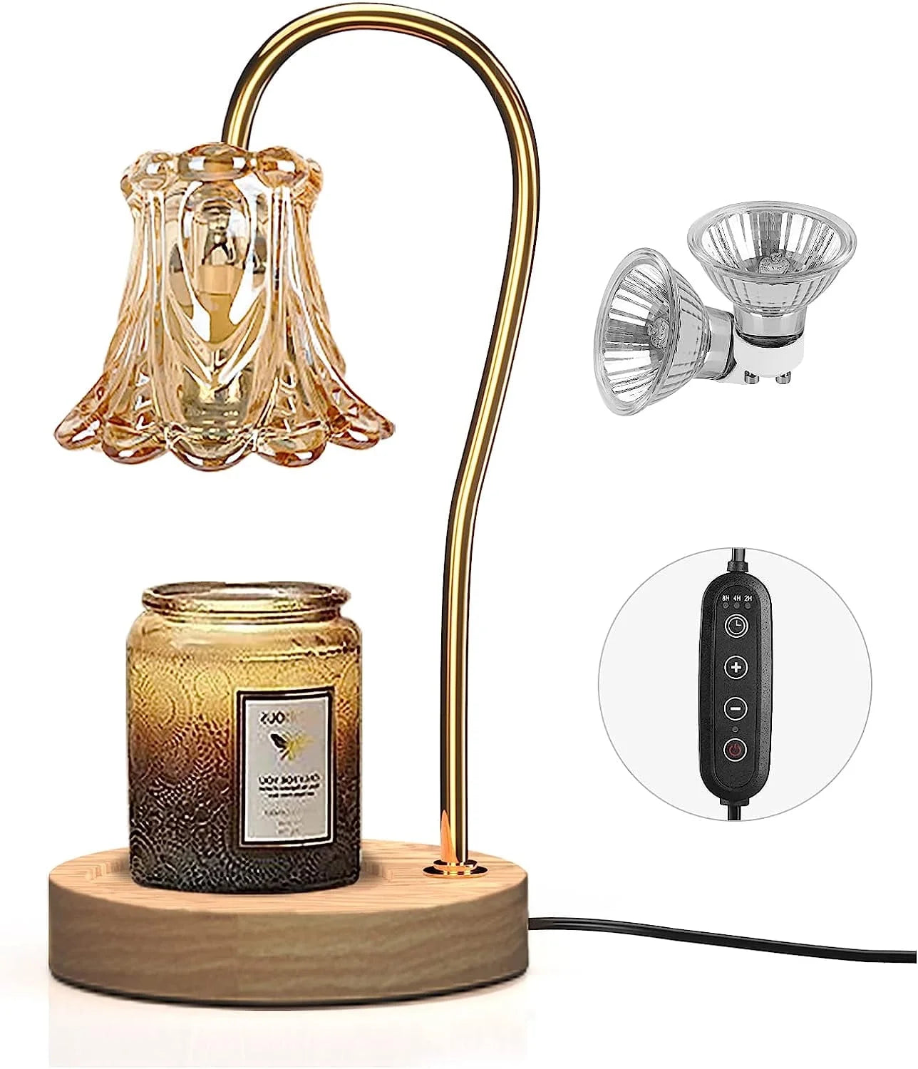 Dimmable Candle Warmer Lamp with Timer - Enhance Your Space with Scented Candles & Wax Melts, Includes 2 Bulbs!