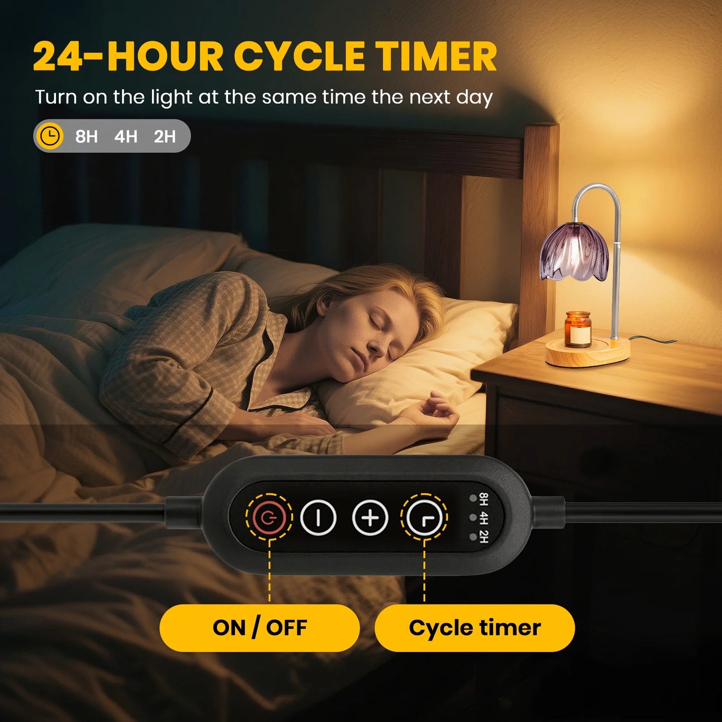 Stylish Adjustable Candle Warmer Lamp with Timer & Dimmable Features - Perfect for Cozy Home Decor - Comes with 2 Bulbs