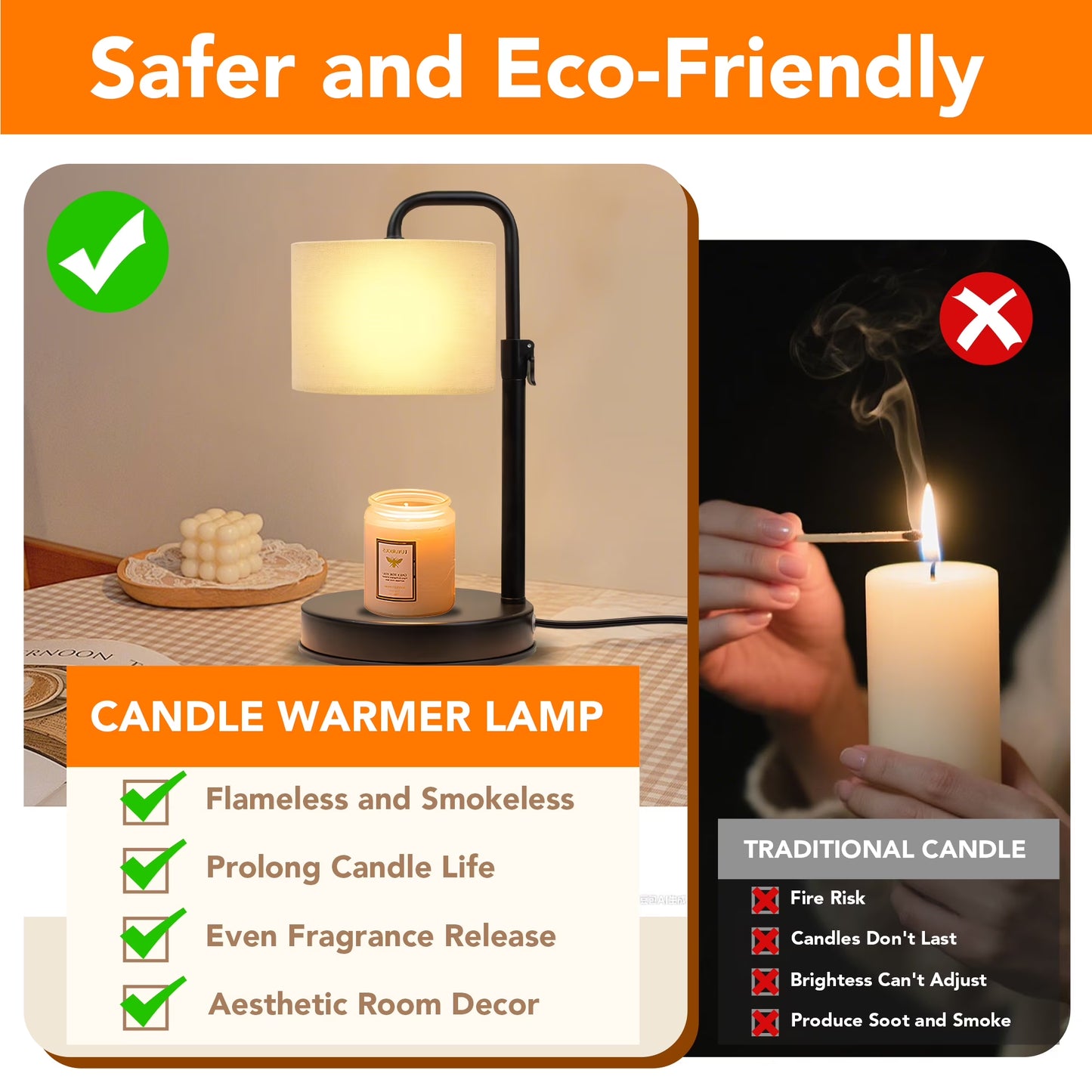 Transform Your Space with a Dimmable Candle Warmer Lamp - Timer & Adjustable Height, Includes 2 Bulbs - Ideal Housewarming Gift for Mom & Friends!
